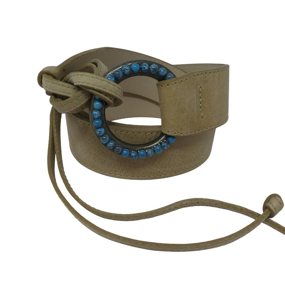 Elite Accessories Turquoise Leather Tassle Tie Belt Womens XL